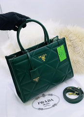 Prada Leather Symbole Tote Bag With Dust Bag (Green - 223)