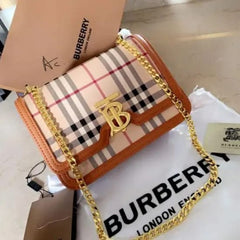 Burberry TB Monogram Quilted Shoulder Bag With OG Box & Dust Bag (Checks - 348)