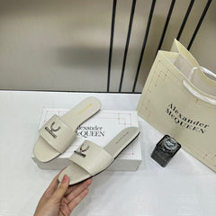 Alexander Mcqueen Alex Leather For Women With OG Box & Carry Bag Beige White 1892
