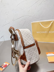 Michael Kors MK Medium Backpack Beige Brown With Dust Bag 21050 Beige Brown