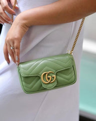 Gucci GG Marmont Mini Matelasse Shoulder Bag With OG Box & Dust Bag (Green - 909)
