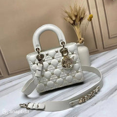 Dior Lady My ABC Cannage Butterfly Premium Quality With OG Box & Dus Bag (White 712)