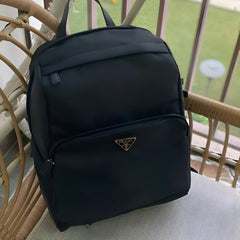 Prada Nylon And Saffiano Unisex Backpack P0966 Black With Dust Bag