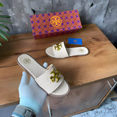 Tory Burch Eleanor Slide Flat Apricot With OG Box