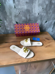 Tory Burch Eleanor Slide Flat Apricot With OG Box