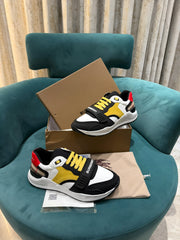 Burberry Multicolor Suede and Fabric Velcro Low Top Sneakers