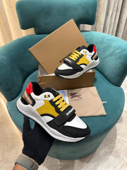 Burberry Multicolor Suede and Fabric Velcro Low Top Sneakers