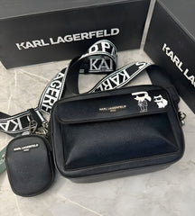 Karl Lagerfeld Paris Maybelle Crossbody Pouch With OG Box & Dust Bag Black