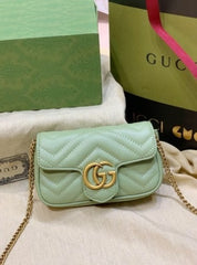 Gucci GG Marmont Mini Matelasse Shoulder Bag With OG Box & Dust Bag (Green - 909)