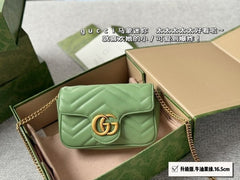 Gucci GG Marmont Mini Matelasse Shoulder Bag With OG Box & Dust Bag (Green - 909)