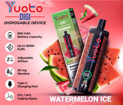 YUOTO DIGI VAPE FLAVOUR WATERMELON ICE 15000 PUFF