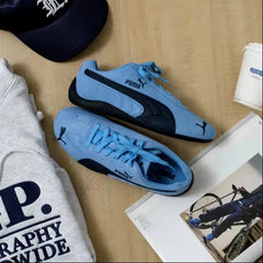 Puma Speedcat Archive shoe in the Team Light Blue Club Navy colorway
