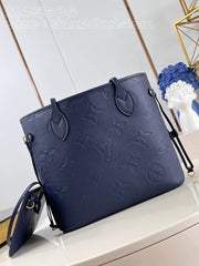 Louis Vuitton Blue Monogram Giant With Pouch Empreinte Leather Neverfull MM Bag Blue With Dust Bag M5686