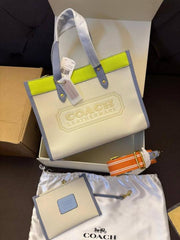 Coach Field Tote Bag With OG Double Box & Dust Bag & Shoulder Strap & Extra Pouch (Multi - 975)