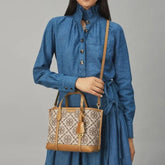 Tory Burch Big Tote Jacquard Signature Brown With Dust Bag Brown