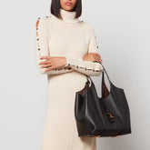 Tods T Timeless Premium Quality Leather Bag With Extra Pouch & OG Box With Dust Bag (Black - 444)