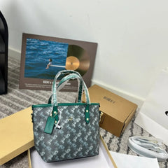 Coach Horse Carriage Print Mini Tote Bag With OG Box Dust Cover & Carry Bag Green 88003