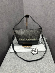 Karl Lagerfeld Ikon Crossbody NFT All Over Pattern Black Bag With Dust Bag
