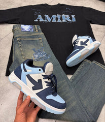 Off White Out of Office Vintage Leather Navy Blue