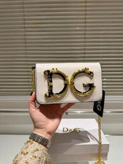 Dolce & Gabbana D&G Nappa Leather Shoulder Bag WIth OG Box & Dust Bag (White-989)
