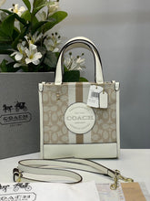 Coach Dempsey Tote 22 In Signature Jacquard With Stripe And Coach Patch With OG Box & Dust Bag (Beige-5638)