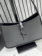 Ysl Saint Laurent Hobo All Black Leather Shoulder Bag With OG Box & Dust Bag 6030 Black