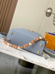 Louis Vuitton LV Capucines M23199 Premium Quality Leather Bag With OG Box & Dust Bag & Extra Shoulder Strap (Grey)