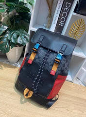 Coach Rivington Backpack Colorblock Black Red Signature Canvas Unisex Backpack With Dust Cover 058-1 Black Red