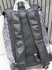 Coach Warner Backpack Signature Coated Canvas & Leather With Dust Cover Black Blue