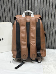 Coach Warner Backpack Signature Coated Canvas Leather With Dust Cover 909 Red Coffee