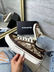 Coach CitySole Sneaker Brown Canvas For Women With OriginalBox
