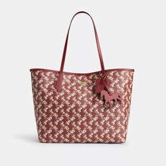 Coach Horse Carriage Print Mini Tote Bag With OG Box Dust Cover & Carry Bag Red 88003
