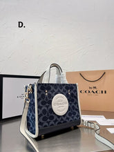 Coach Dempsey Tote 22 In Signature Jacquard With Stripe And Coach Patch With OG Box & Dust Bag (Denim Blue-5638)
