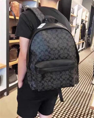 Coach Houston Backpack 55398 Black Flower Signature Canvas With Dust Cover Carry Bag