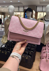 Coach Klare Crossbody Bag Powder Pink Signature Canvas With OG Box Dust Cover 90440 Pink