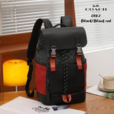 Coach Rivington Backpack Colorblock Black Red Signature Canvas Unisex Backpack With Dust Cover 058-1 Black Red