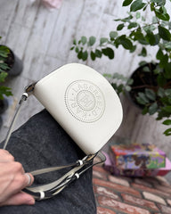 Karl Lagerfeld KCircle Saddle Perforated Logo Bag -White With OG Box & Dust Bag