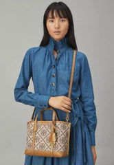 Tory Burch Big Tote Jacquard Signature Brown With Dust Bag Brown