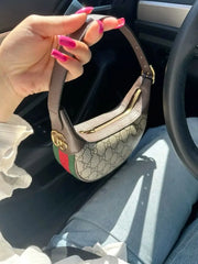 Gucci Ophidia Mini Crescent Shaped Small Shoulder Bag Brown GG Monogram With OG Box Dust Cover & Carry Bag 658551