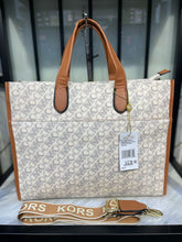 Michael Kors Gigi Mk Large Empire Signature Logo Tote With Dust Bag Beige Brown 10087
