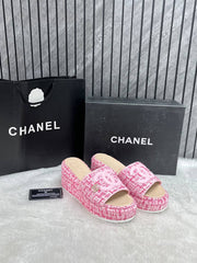 Chanel Platform Slides Pink For Women With Original Box And Carry Bag