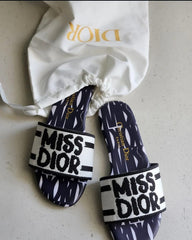 Dior Miss Dior Deep Blue Dway Flats For Woman With Original Box Dustcover CarryBag And Accessories