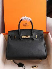Hermes Black Togo Leather Rose Gold Hardware Birkin Bag With Dust Bag & OG Box (BK25 Black)
