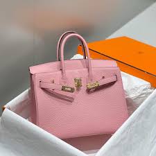 Hermes Powder Pink Togo Leather Rose Gold Hardware Birkin Bag With Dust Bag & OG Box (BK25 Powder Pink)