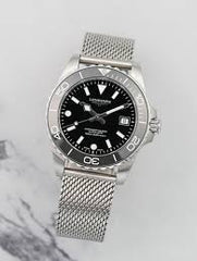 Longines HydroConquest 2026 Silver Black Mesh Strap