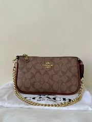 Coach Nolita 18 Brown Sling Bag With Box Dust Bag Sling Chain