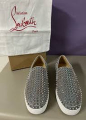 Christian Louboutin Spikes Slipons Silver Premium