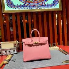 Hermes Powder Pink Togo Leather Rose Gold Hardware Birkin Bag With Dust Bag & OG Box (BK25 Powder Pink)