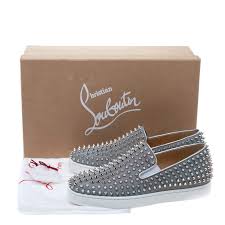 Christian Louboutin Spikes Slipons Silver Premium