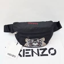 Kenzo Waist Nylon Pouch Track Belt Bag Signature With Dust Bag (K131 Black Purple)